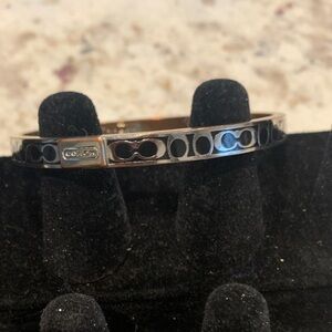 Elegant Black and Silver Coach Bangle Bracelet